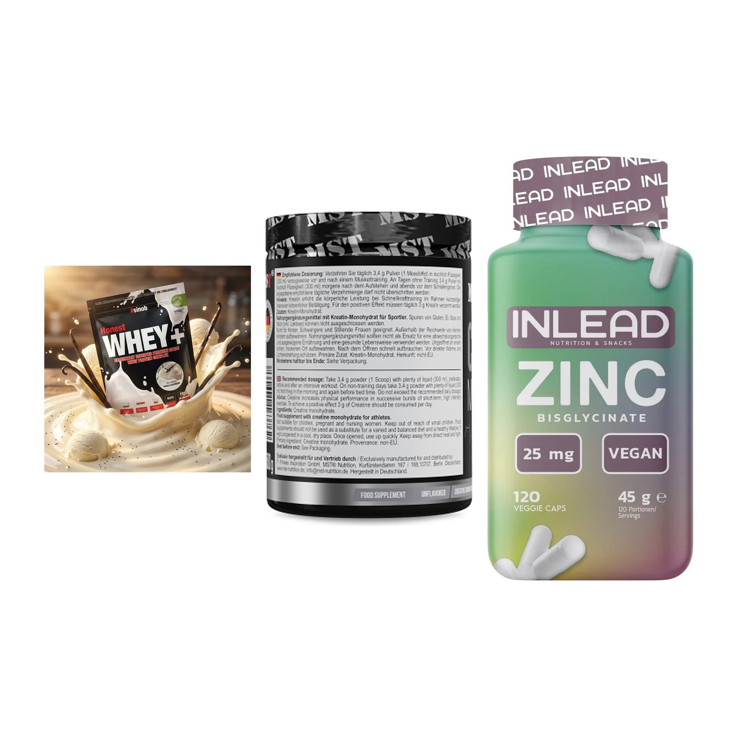 Einsteiger-Set: Sinob Honest + MST Creatin + INLEAD Zink – alle enthaltenen Artikel