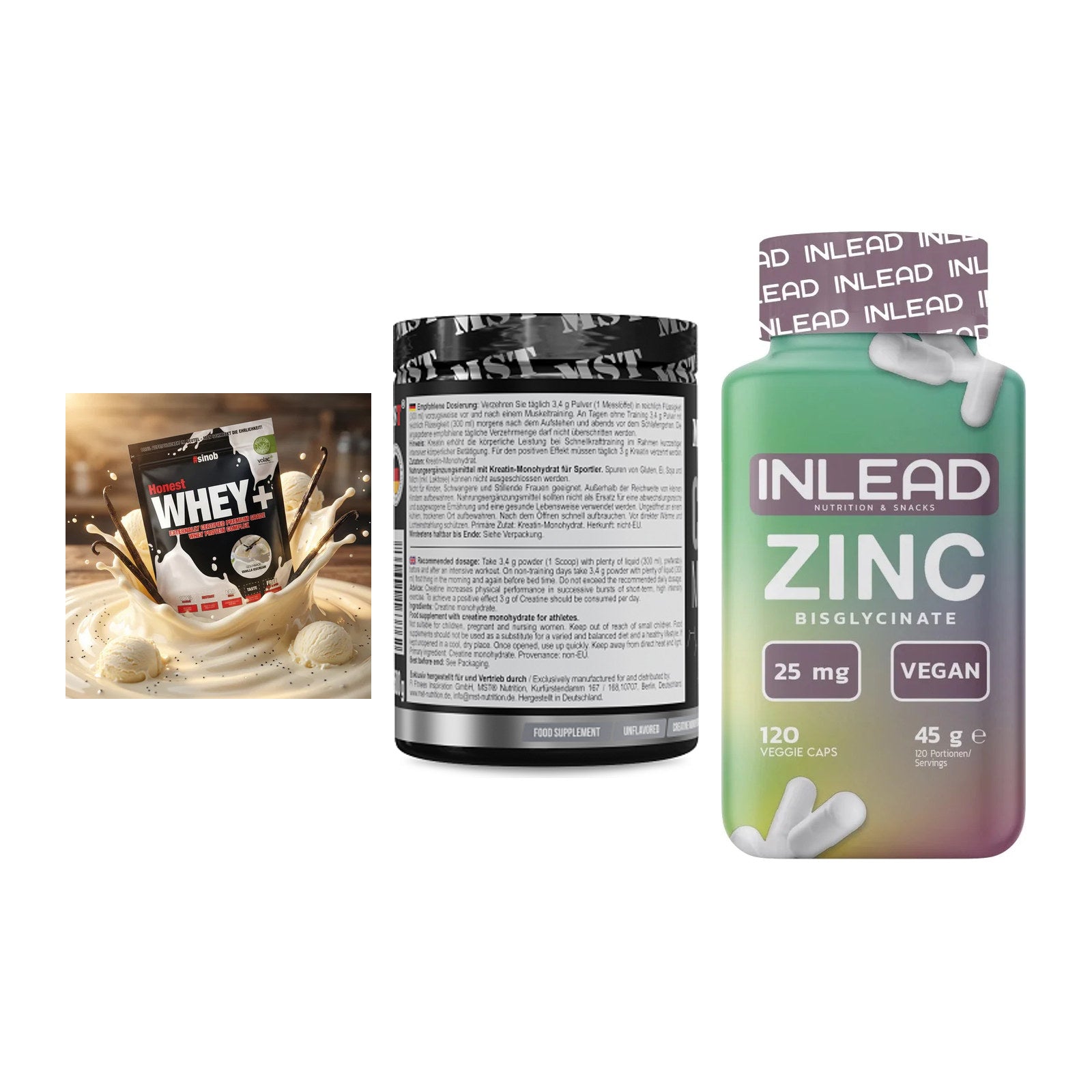 Einsteiger-Set: Sinob Honest + MST Creatin + INLEAD Zink – alle enthaltenen Artikel
