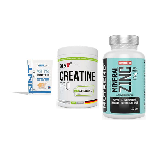 Einsteiger-Set: NNT Whey + MST Creatin Pro + Nutrend Zinc – alle enthaltenen Artikel