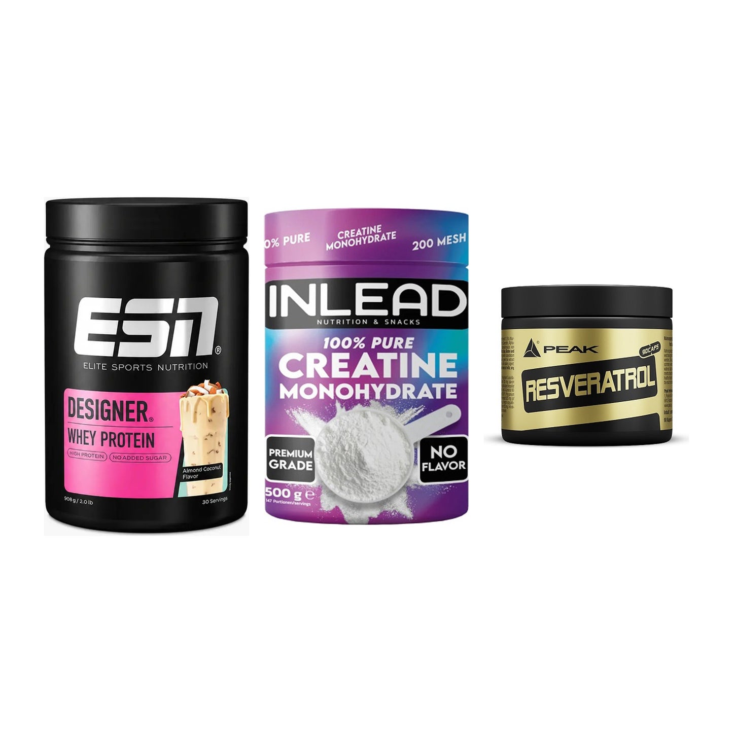 Einsteiger-Set: ESN Designer + INLEAD Creatine + Peak Resveratrol – alle enthaltenen Artikel