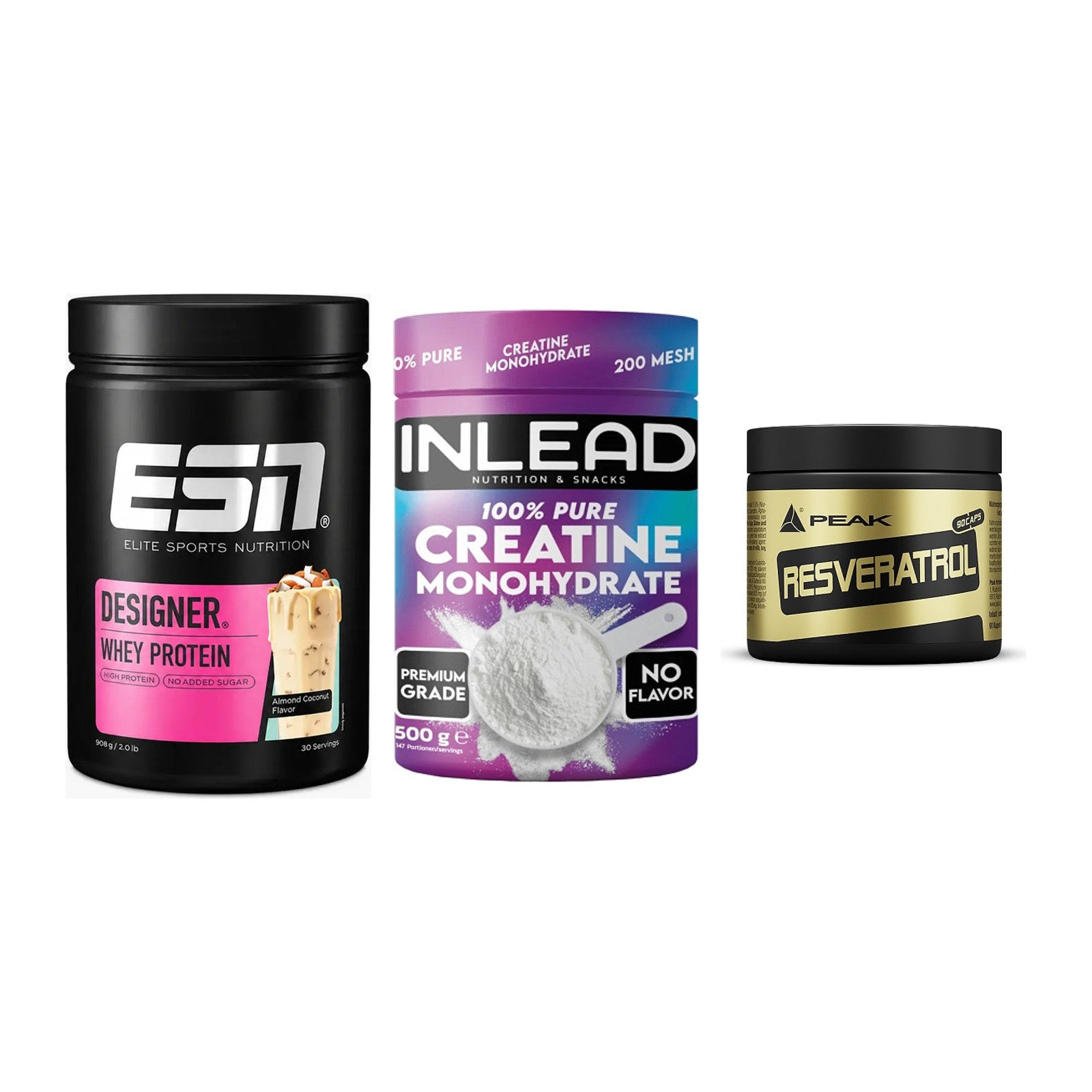 Einsteiger-Set: ESN Designer + INLEAD Creatine + Peak Resveratrol – alle enthaltenen Artikel