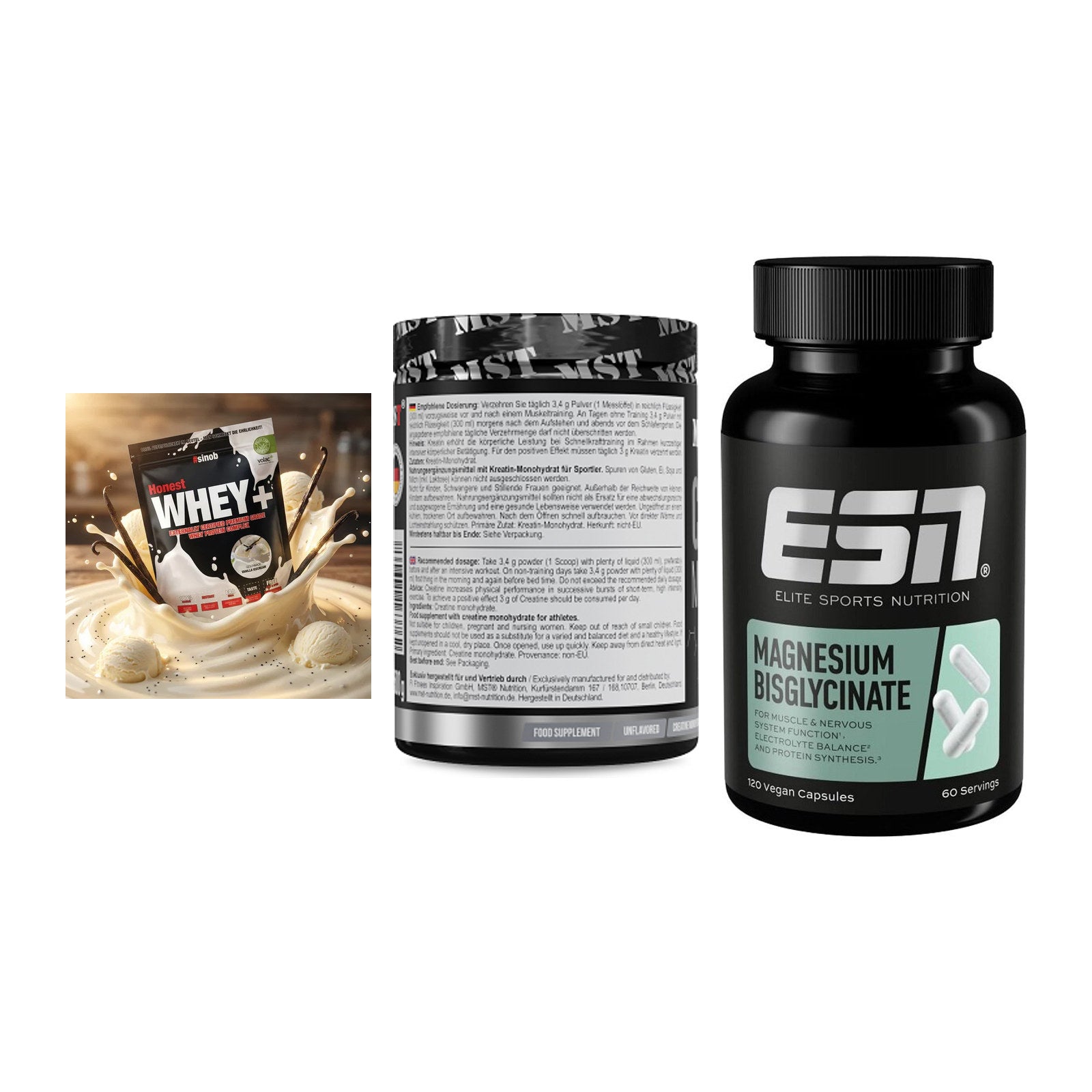 Einsteiger-Set: Sinob Honest + MST Creatin + ESN Magnesium – alle enthaltenen Artikel