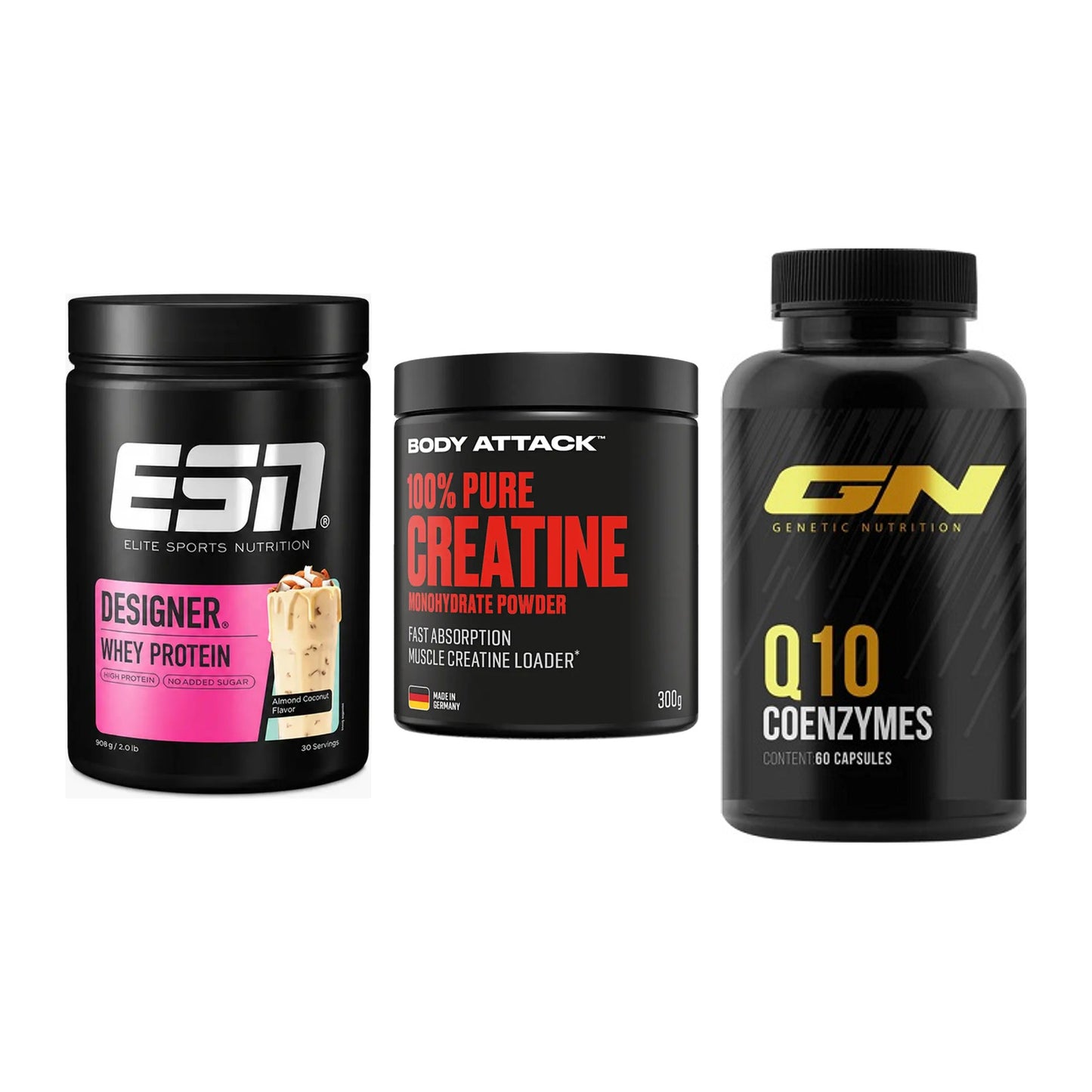 Einsteiger-Set: ESN Designer + Body Attack 100% + GN Q10 Health – alle enthaltenen Artikel