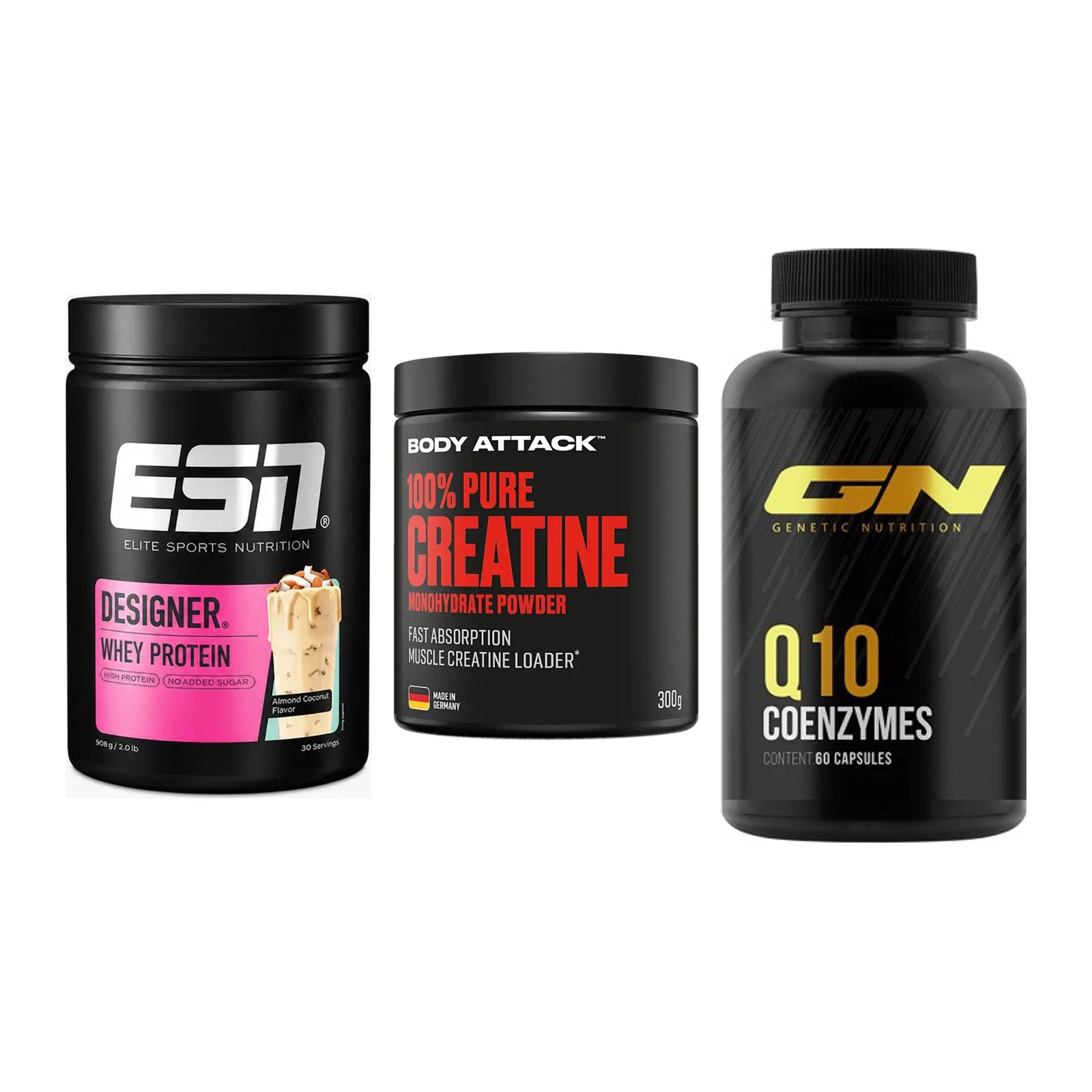 Einsteiger-Set: ESN Designer + Body Attack 100% + GN Q10 Health – alle enthaltenen Artikel
