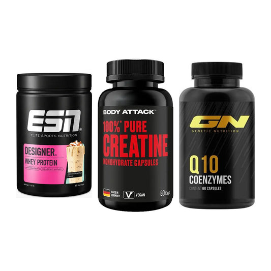Einsteiger-Set: ESN Designer + Body Attack 100% + GN Q10 Health – alle enthaltenen Artikel