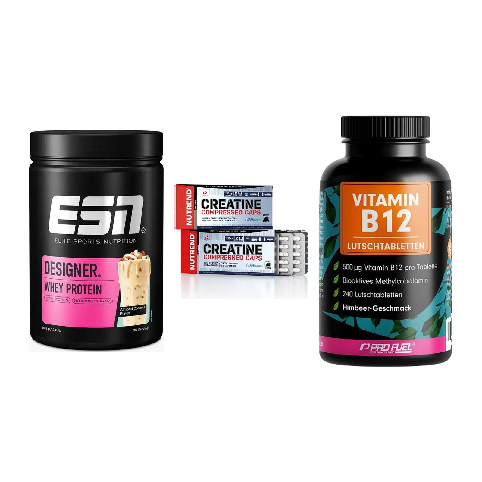 Einsteiger-Set: ESN Designer + Nutrend Creatine + ProFuel Vitamin – alle enthaltenen Artikel