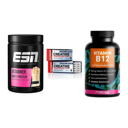 Einsteiger-Set: ESN Designer + Nutrend Creatine + ProFuel Vitamin – alle enthaltenen Artikel