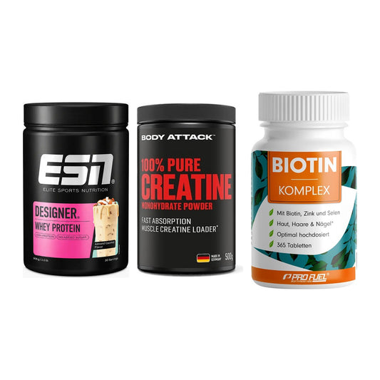 Einsteiger-Set: ESN Designer + Body Attack 100% + ProFuel BIOTIN – alle enthaltenen Artikel