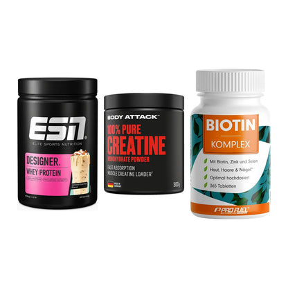Einsteiger-Set: ESN Designer + Body Attack 100% + ProFuel BIOTIN – alle enthaltenen Artikel