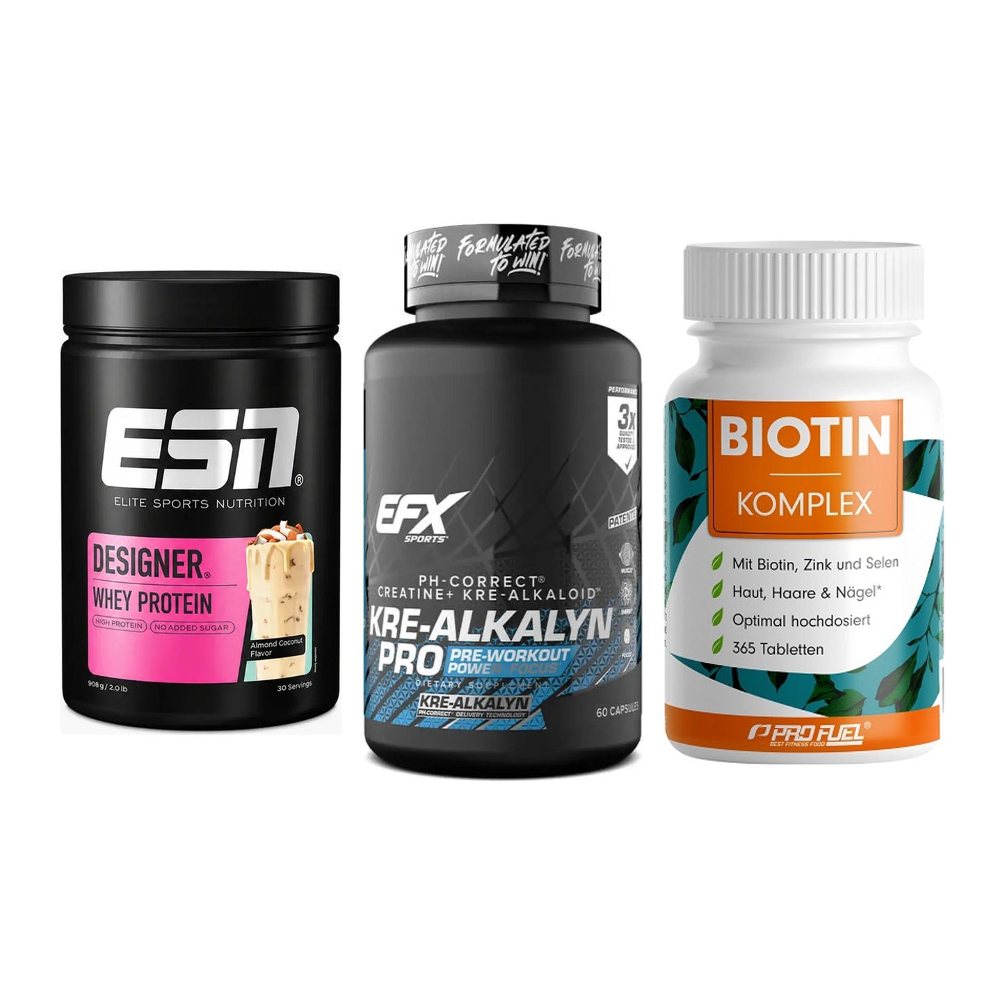 Einsteiger-Set: ESN Designer + EFX Kre-Alkalyn + ProFuel BIOTIN – alle enthaltenen Artikel