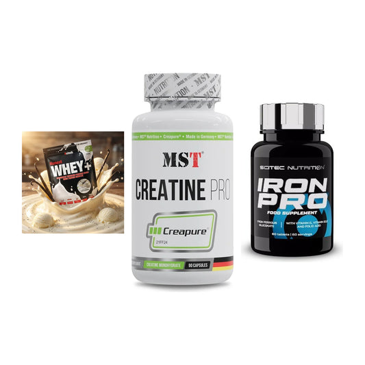 Einsteiger-Set: Sinob Honest + MST Creatine Pro + Scitec Iron Pro – alle enthaltenen Artikel