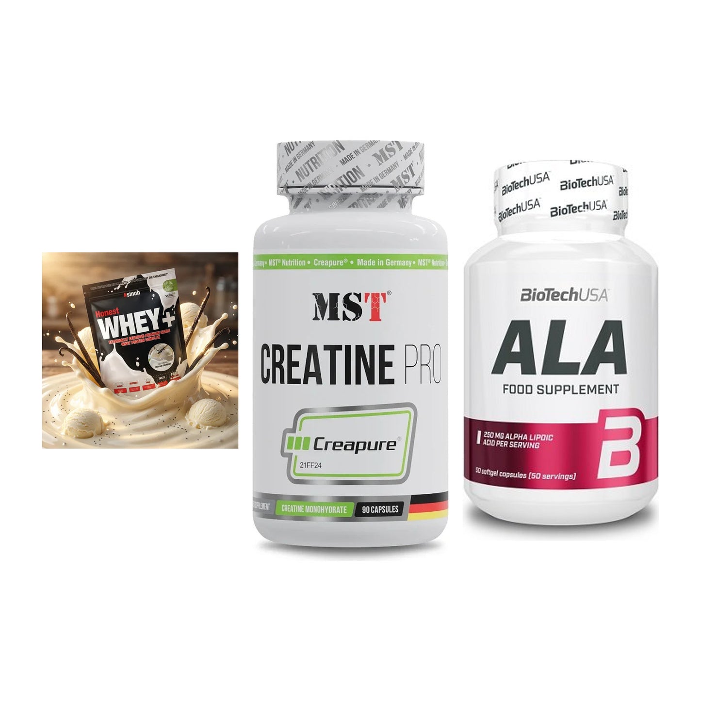Einsteiger-Set: Sinob Honest + MST Creatine Pro + BioTech ALA – alle enthaltenen Artikel