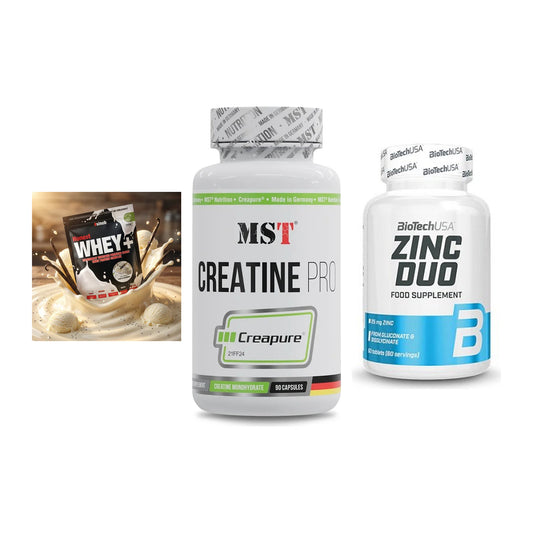 Einsteiger-Set: Sinob Honest + MST Creatine Pro + BioTech Zinc Duo – alle enthaltenen Artikel