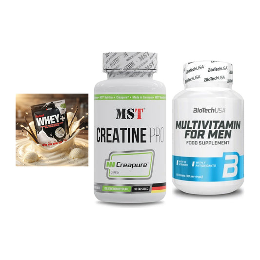 Einsteiger-Set: Sinob Honest + MST Creatine Pro + BioTech Multivit – alle enthaltenen Artikel