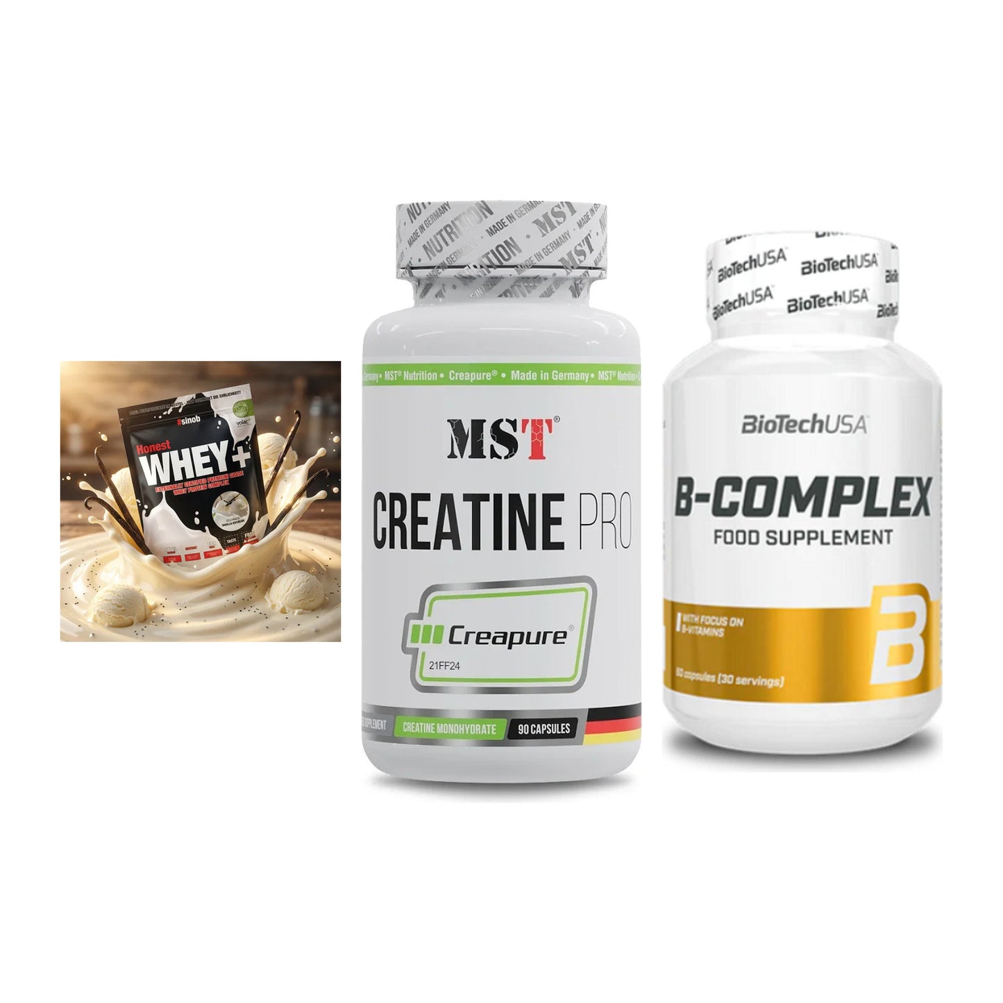 Einsteiger-Set: Sinob Honest + MST Creatine Pro + BioTech B – alle enthaltenen Artikel