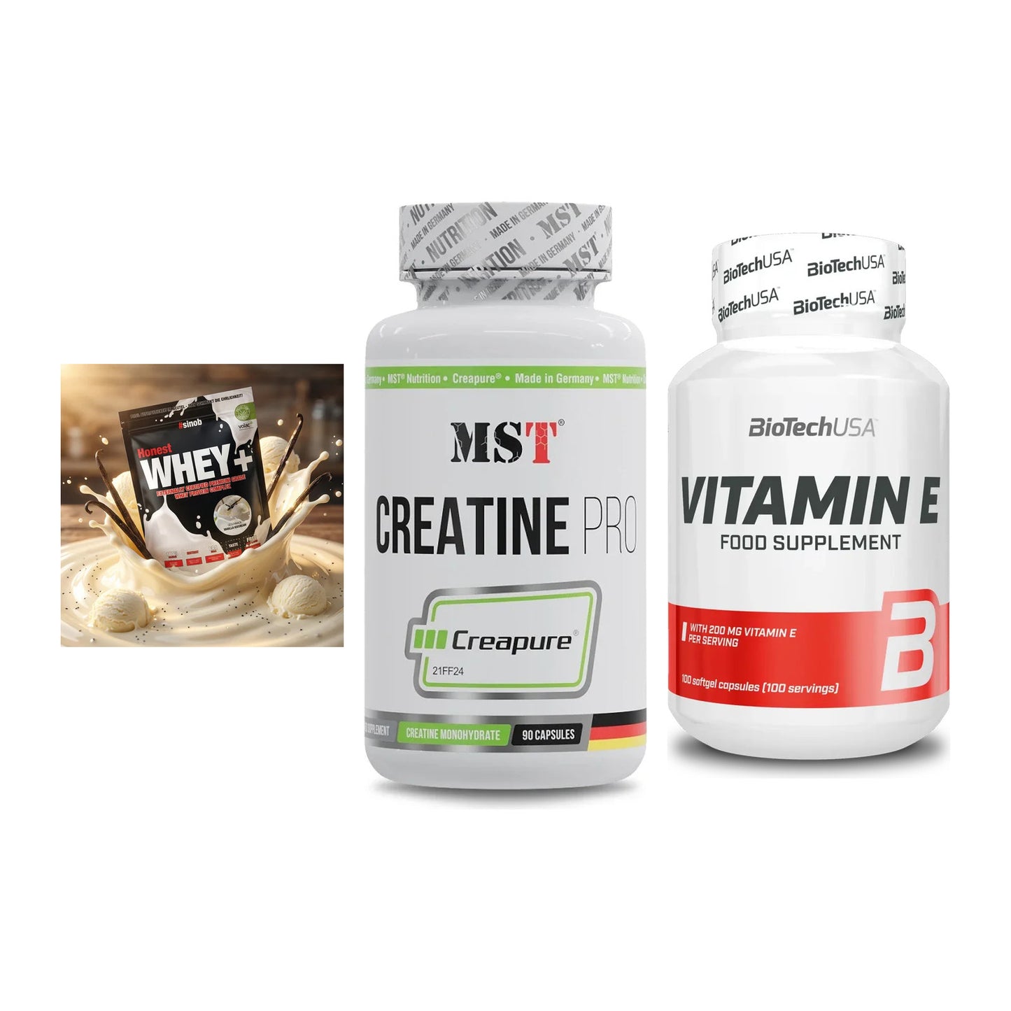 Einsteiger-Set: Sinob Honest + MST Creatine Pro + BioTech Vitamin – alle enthaltenen Artikel