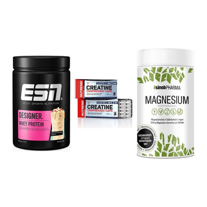 Einsteiger-Set: ESN Designer + Nutrend Creatine + Sinob Magnesium – alle enthaltenen Artikel