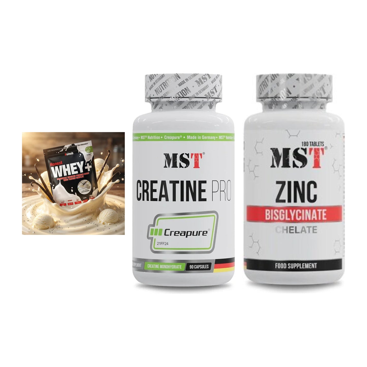 Einsteiger-Set: Sinob Honest + MST Creatine Pro + MST Zinc Chelate – alle enthaltenen Artikel