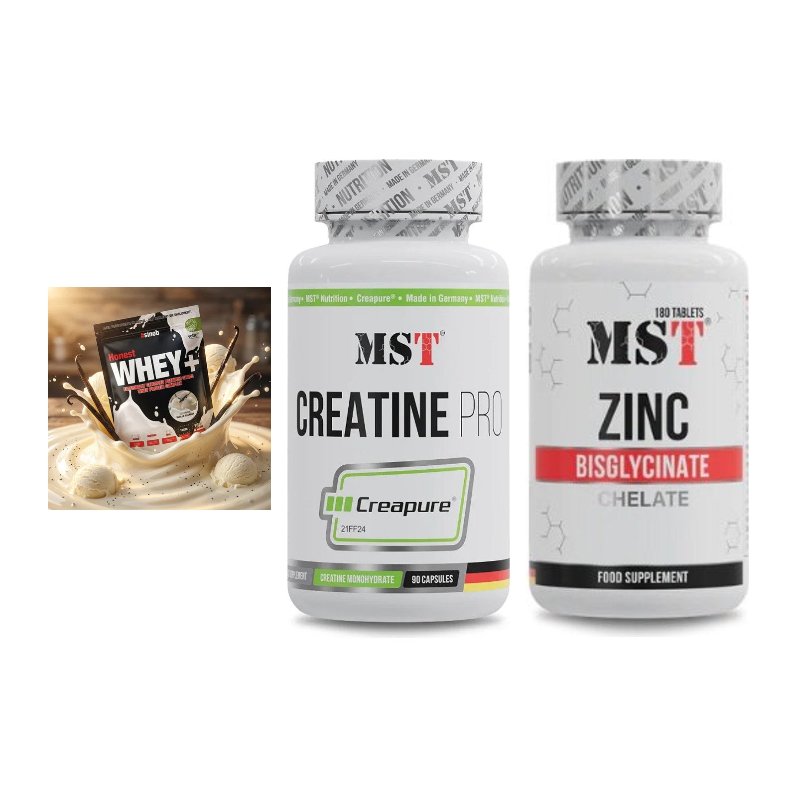 Einsteiger-Set: Sinob Honest + MST Creatine Pro + MST Zinc Chelate – alle enthaltenen Artikel