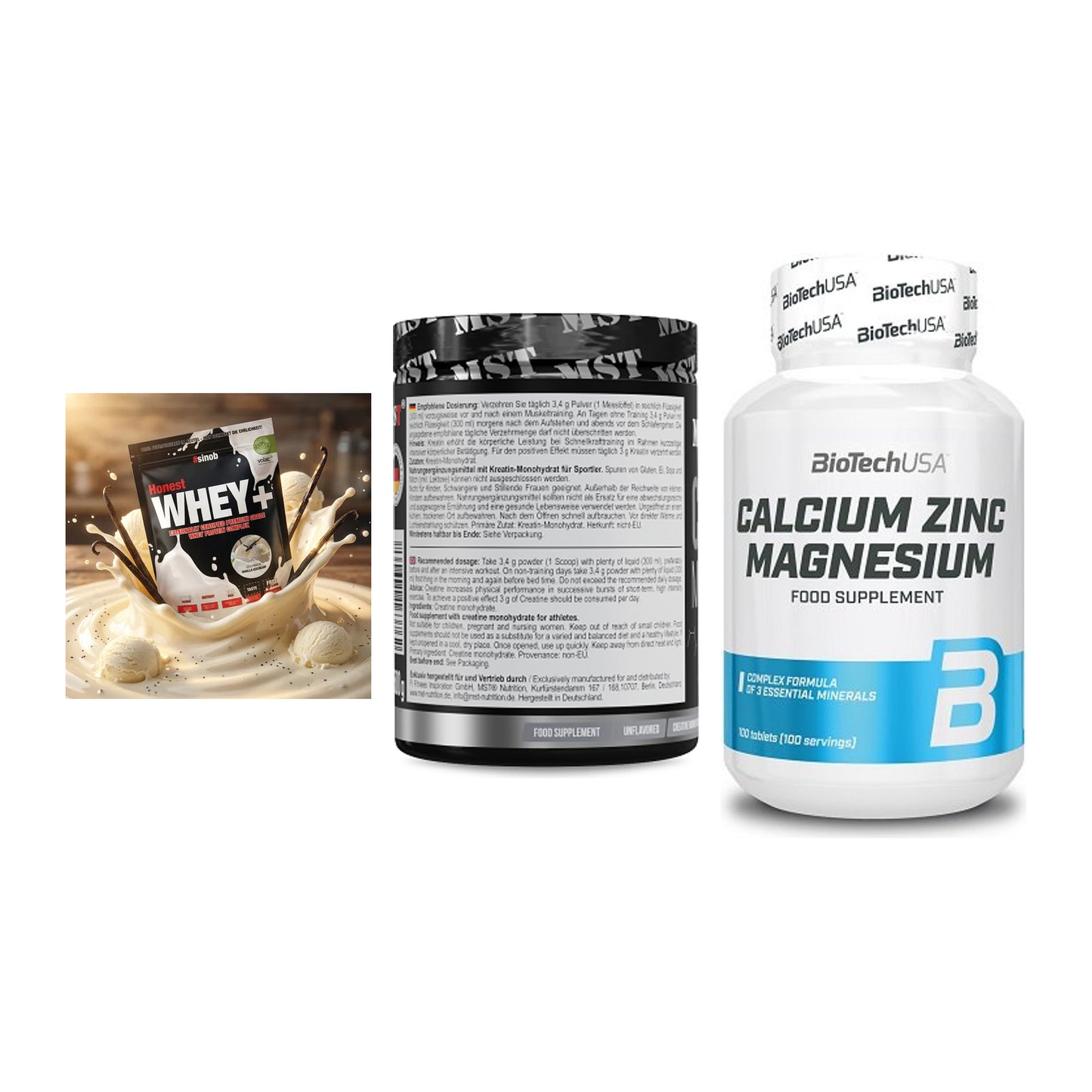 Einsteiger-Set: Sinob Honest + MST Creatin + BioTech Calcium – alle enthaltenen Artikel