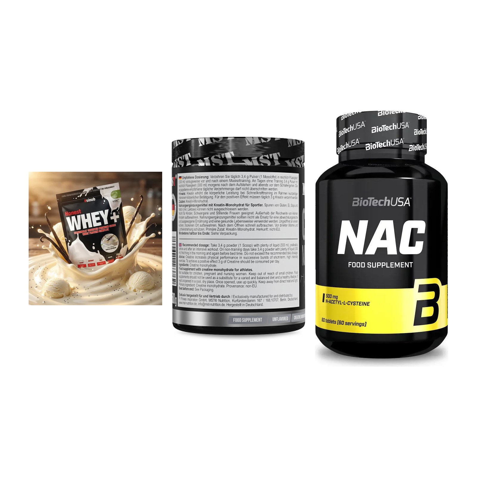 Einsteiger-Set: Sinob Honest + MST Creatin + BioTech NAC – alle enthaltenen Artikel