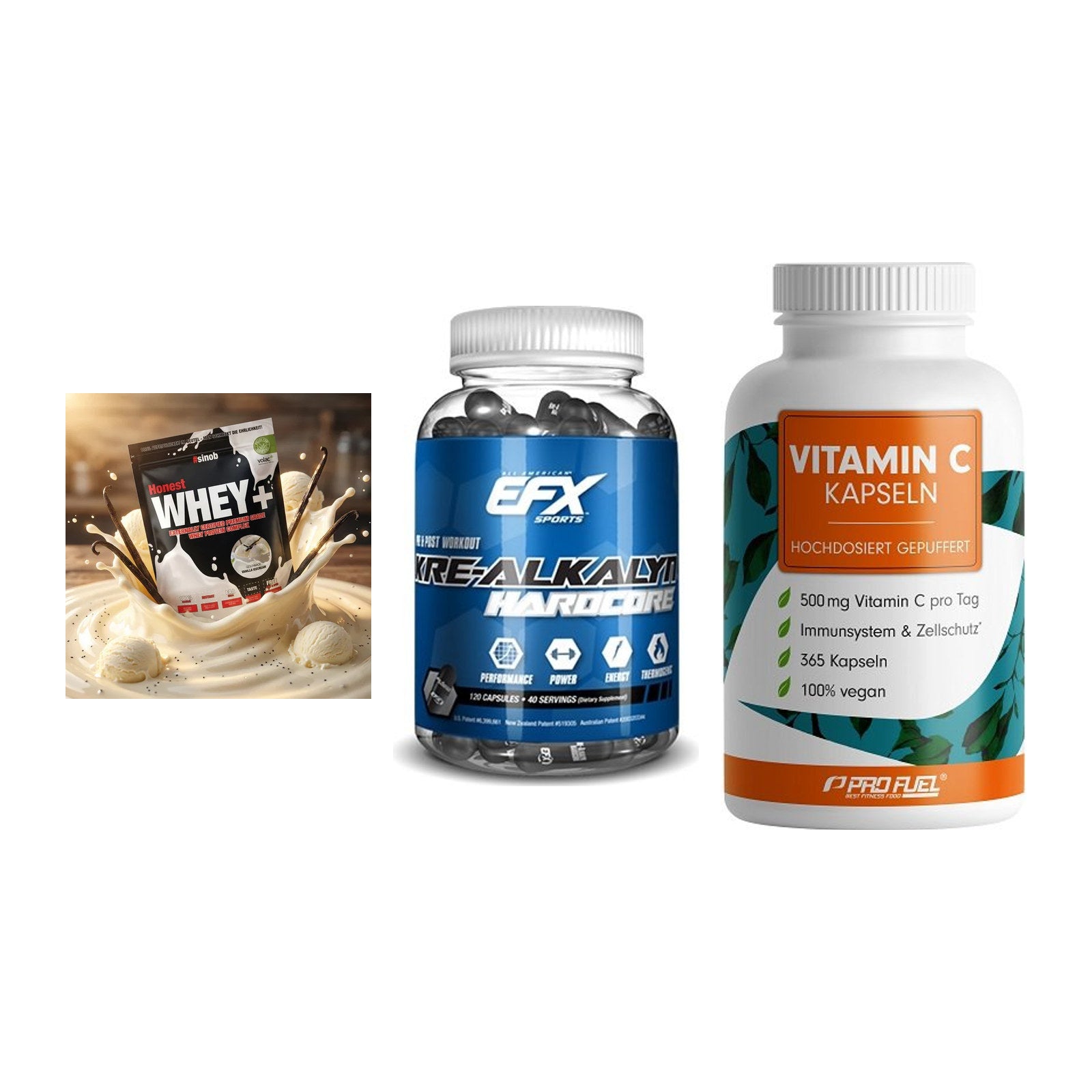 Einsteiger-Set: Sinob Honest + EFX Kre-Alkalyn + ProFuel Vitamin – alle enthaltenen Artikel