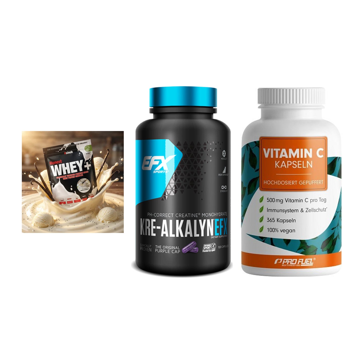 Einsteiger-Set: Sinob Honest + EFX Kre-Alkalyn + ProFuel Vitamin – alle enthaltenen Artikel