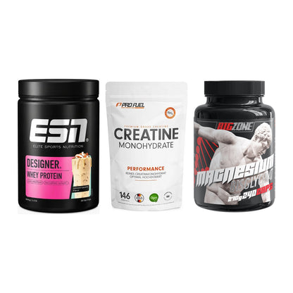 Einsteiger-Set: ESN Designer + ProFuel Creatine + Big Zone Magnesi – alle enthaltenen Artikel