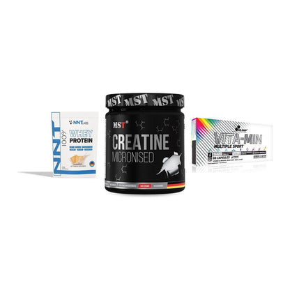 Einsteiger-Set: NNT Whey + MST Creatin + Olimp Vita-Min – alle enthaltenen Artikel