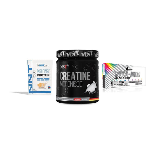 Einsteiger-Set: NNT Whey + MST Creatin + Olimp Vita-Min – alle enthaltenen Artikel