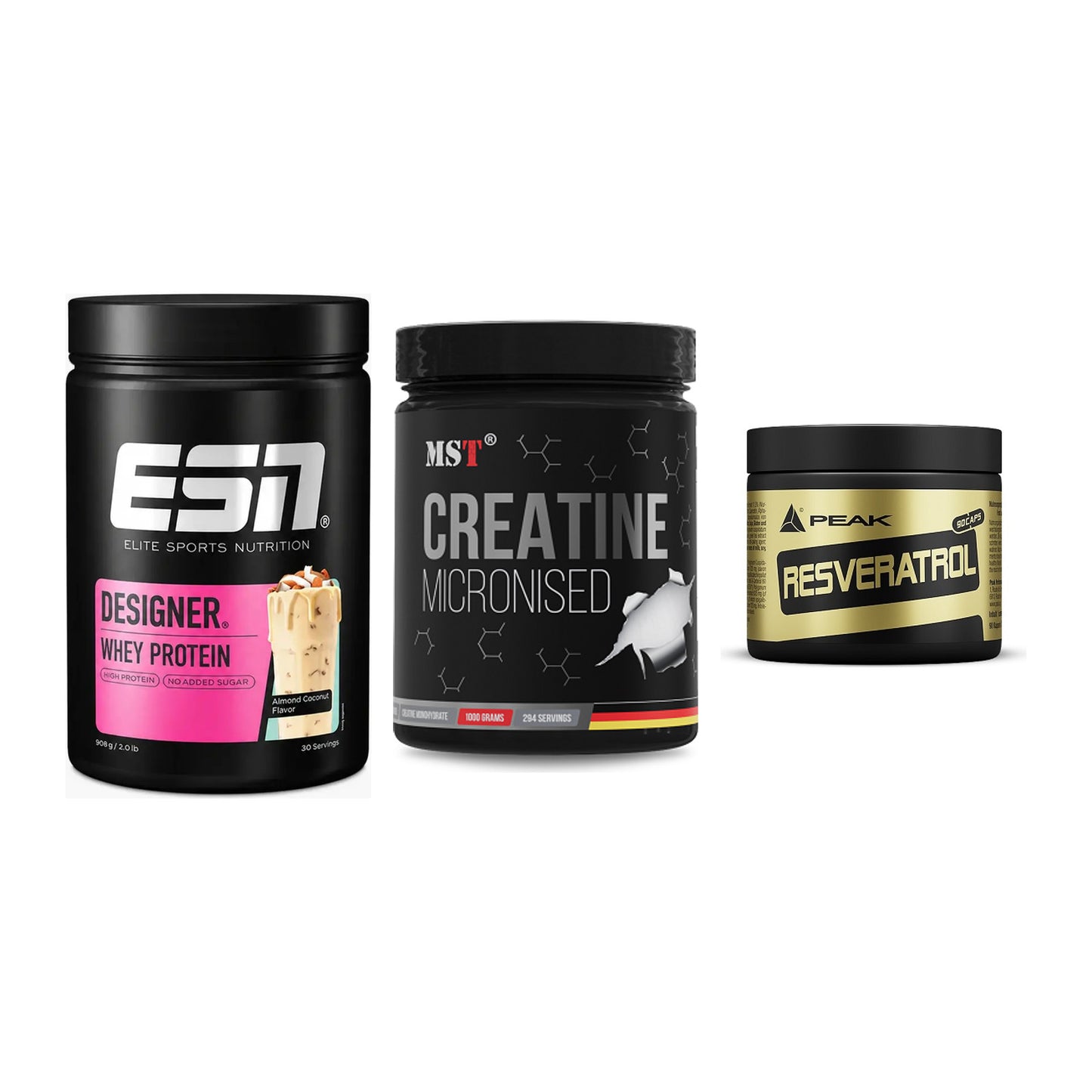 Einsteiger-Set: ESN Designer + MST Creatin + Peak Resveratrol – alle enthaltenen Artikel