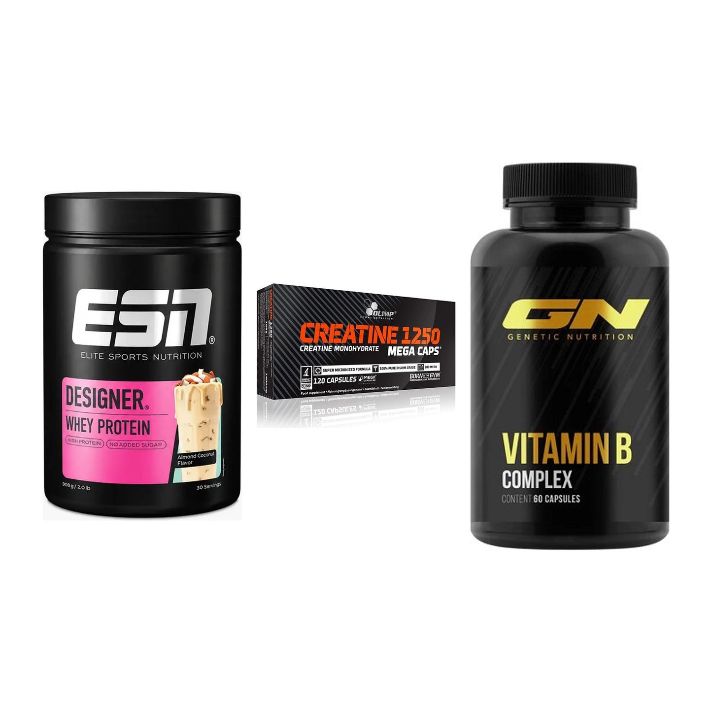 Einsteiger-Set: ESN Designer + Olimp Creatine + GN Vitamin – alle enthaltenen Artikel