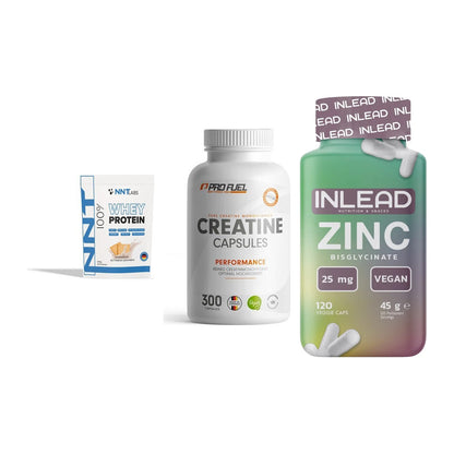 Einsteiger-Set: NNT Whey + ProFuel Creatine + INLEAD Zink – alle enthaltenen Artikel