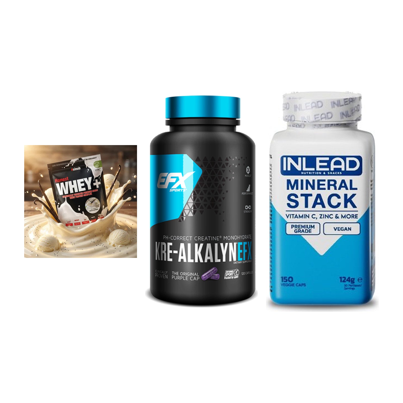 Einsteiger-Set: Sinob Honest + EFX Kre-Alkalyn + INLEAD Mineral – alle enthaltenen Artikel