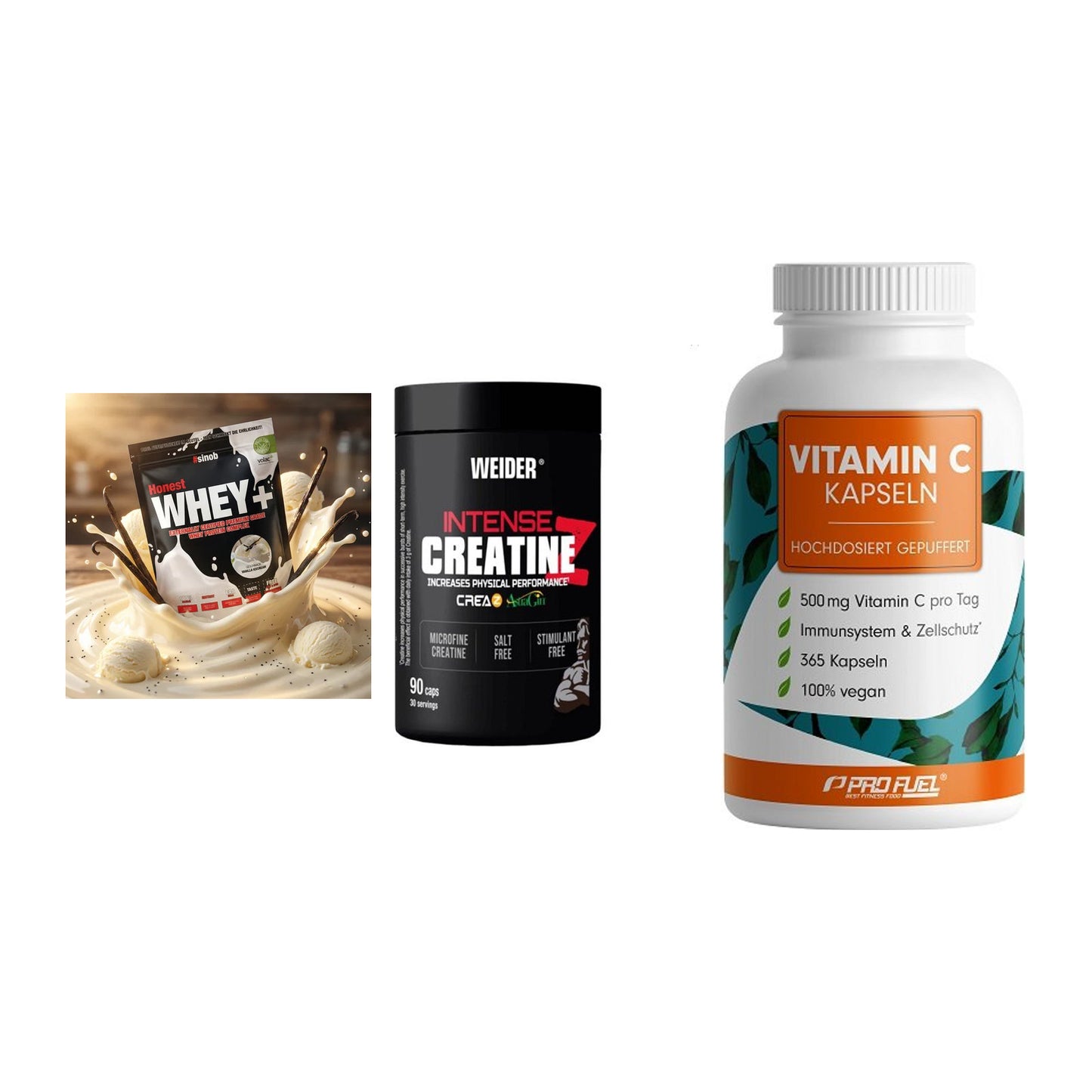 Einsteiger-Set: Sinob Honest + Weider Intense + ProFuel Vitamin – alle enthaltenen Artikel