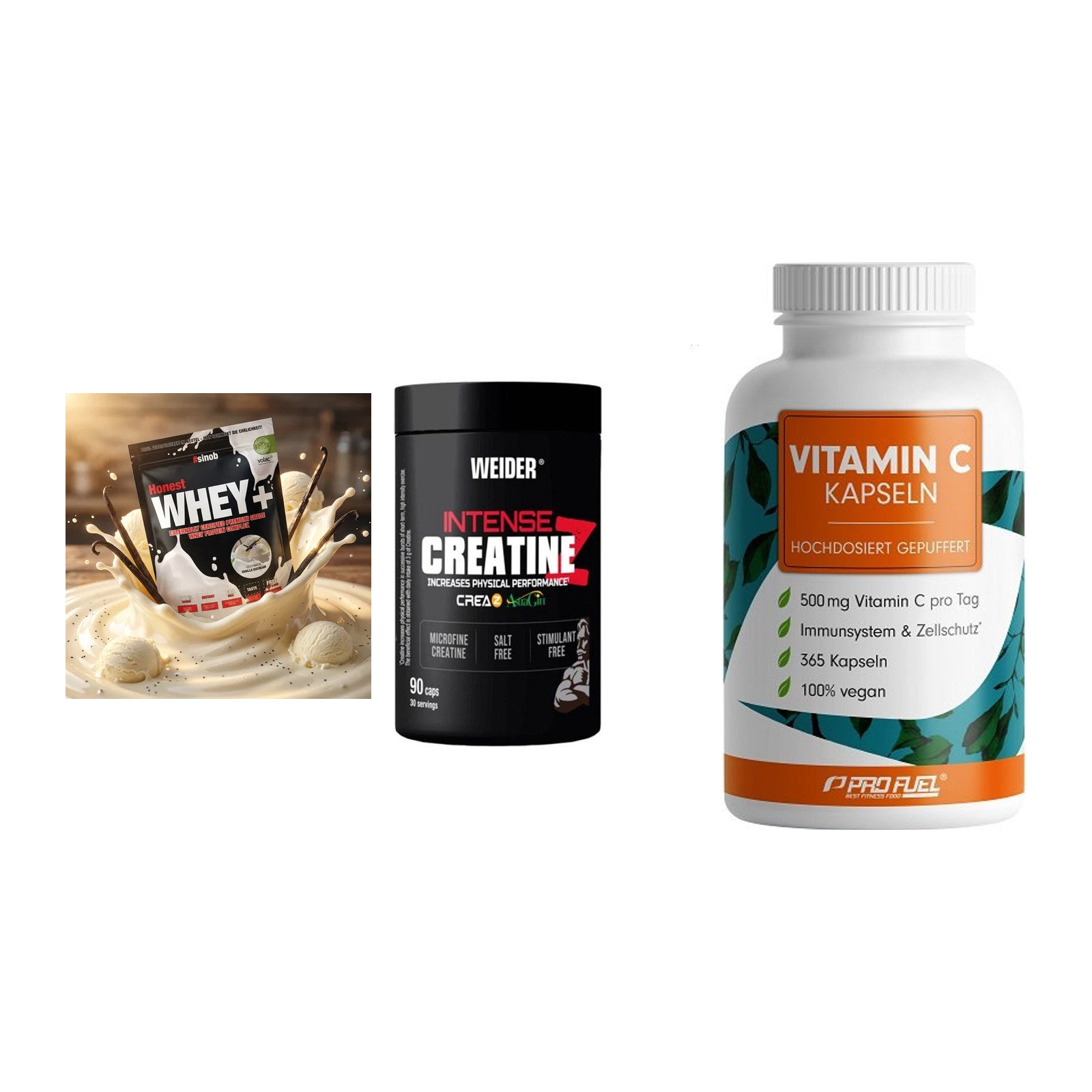 Einsteiger-Set: Sinob Honest + Weider Intense + ProFuel Vitamin – alle enthaltenen Artikel