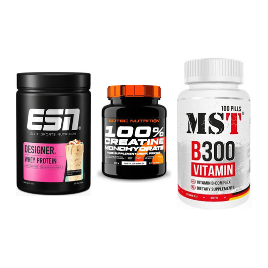 Einsteiger-Set: ESN Designer + Scitec Creatine + MST B300 B-Compl – alle enthaltenen Artikel