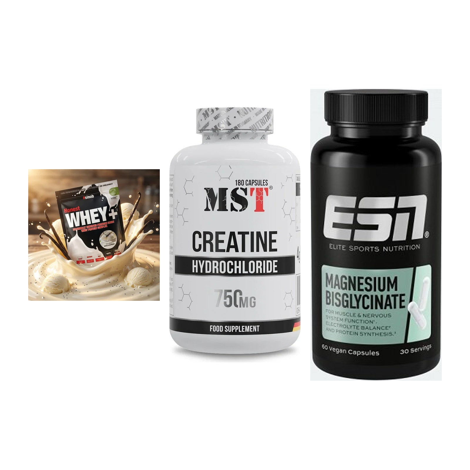 Einsteiger-Set: Sinob Honest + MST Creatine HCL + ESN Magnesium – alle enthaltenen Artikel