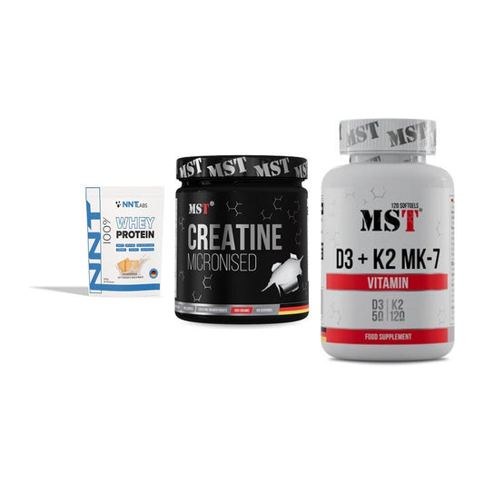 Einsteiger-Set: NNT Whey + MST Creatin + MST Vitamin D3 – alle enthaltenen Artikel