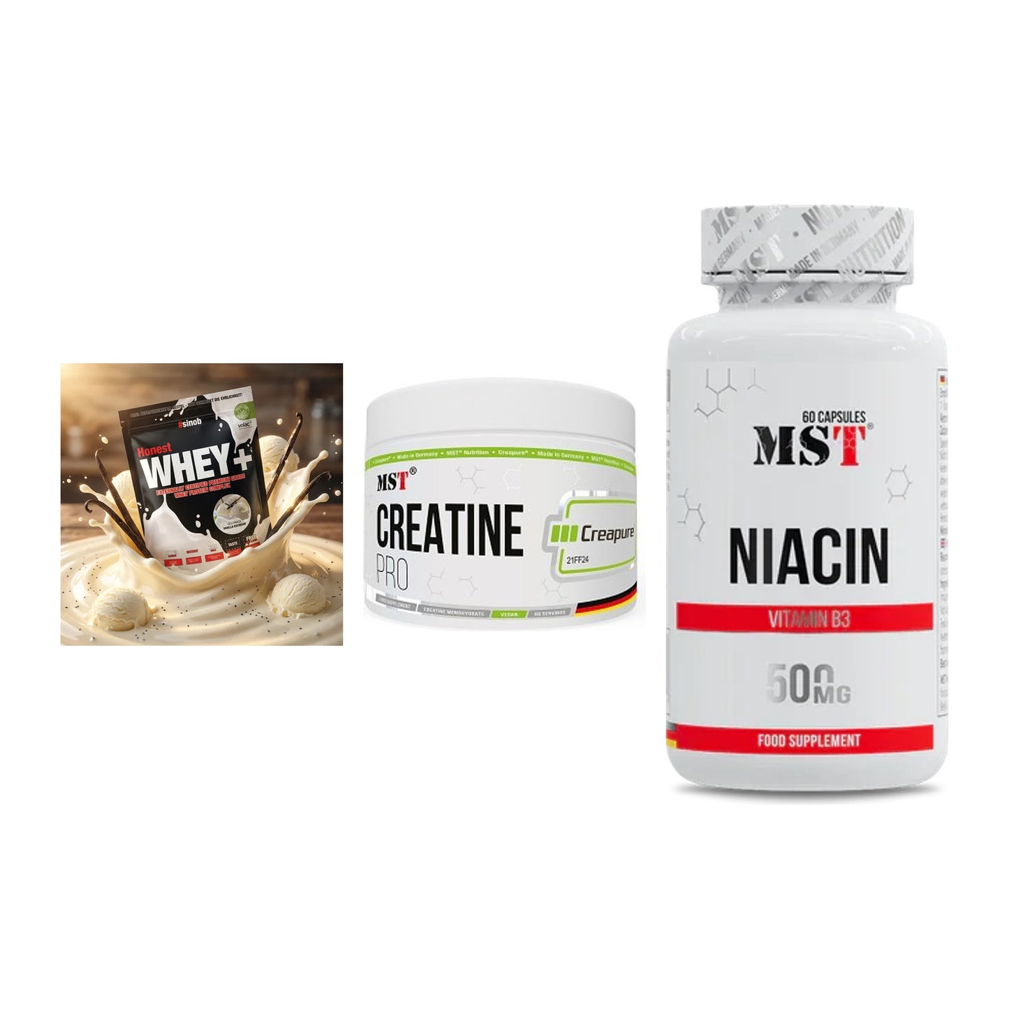 Einsteiger-Set: Sinob Honest + MST Creatin Pro + MST Niacin – alle enthaltenen Artikel