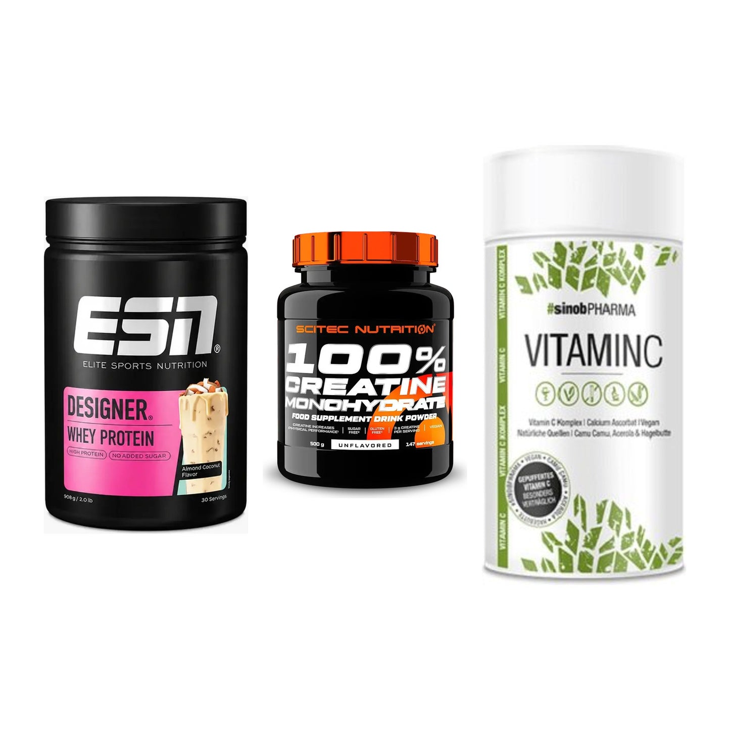 Einsteiger-Set: ESN Designer + Scitec Creatine + Sinob Vitamin C – alle enthaltenen Artikel