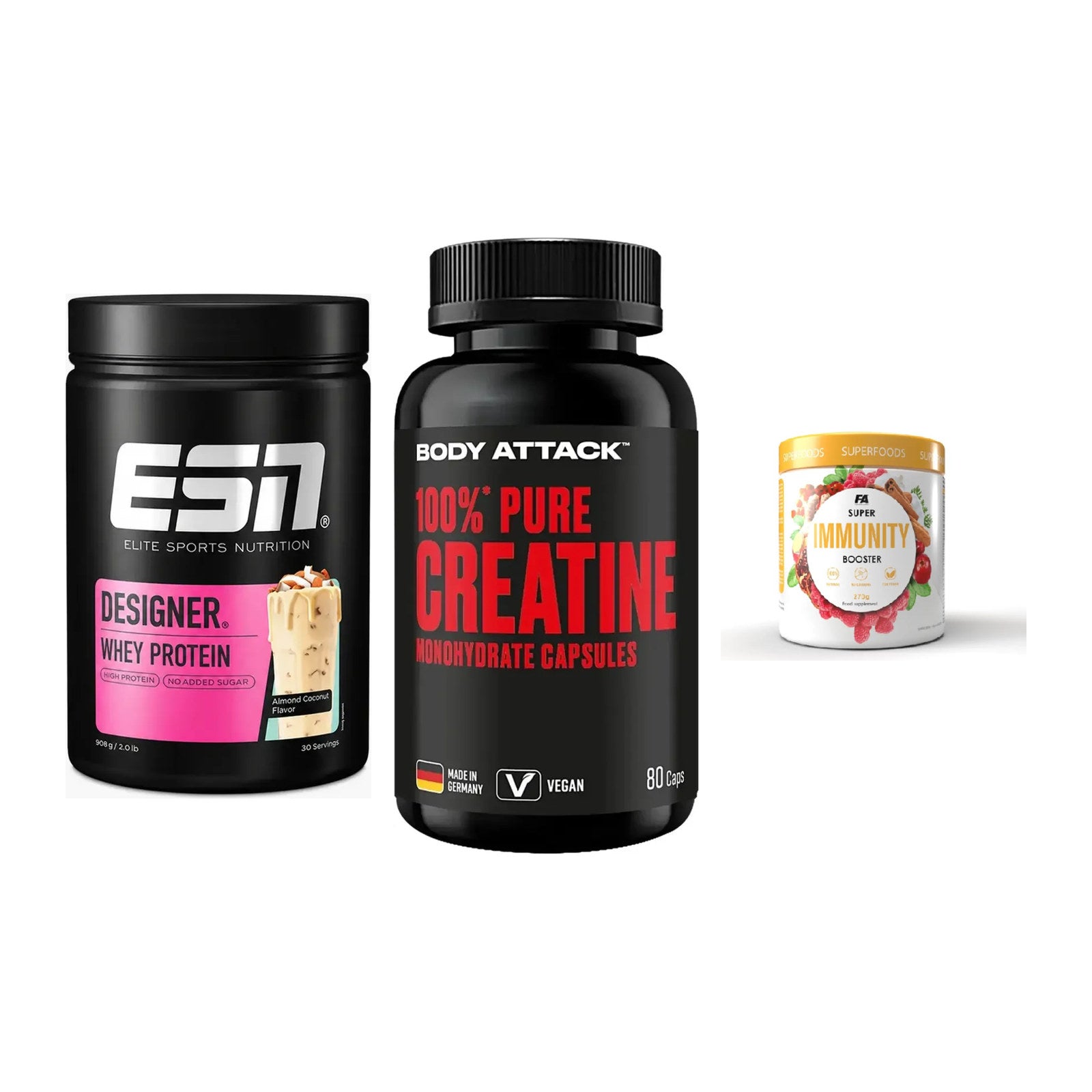 Einsteiger-Set: ESN Designer + Body Attack 100% + FA Nutrition – alle enthaltenen Artikel