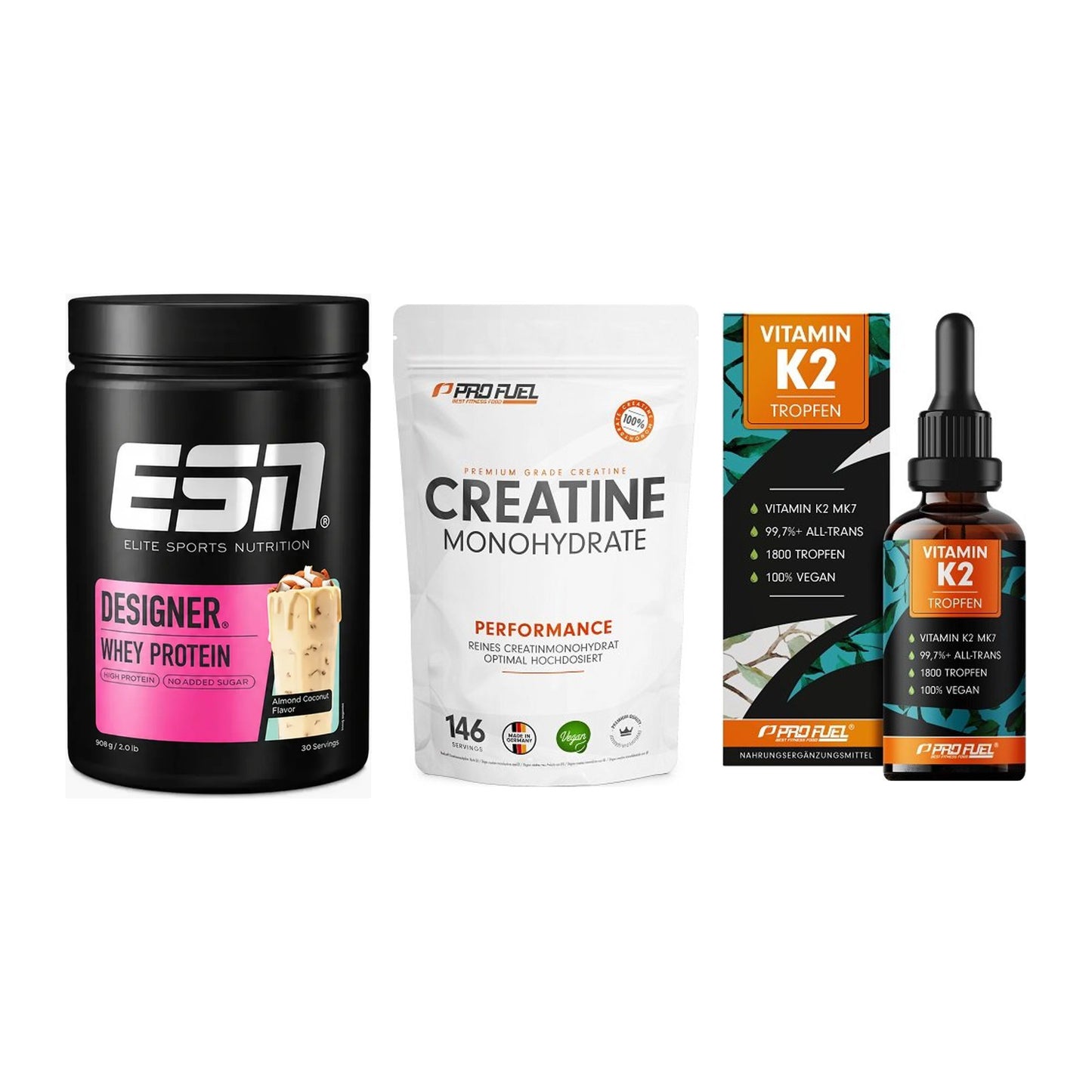 Einsteiger-Set: ESN Designer + ProFuel Creatine + ProFuel Vitamin – alle enthaltenen Artikel
