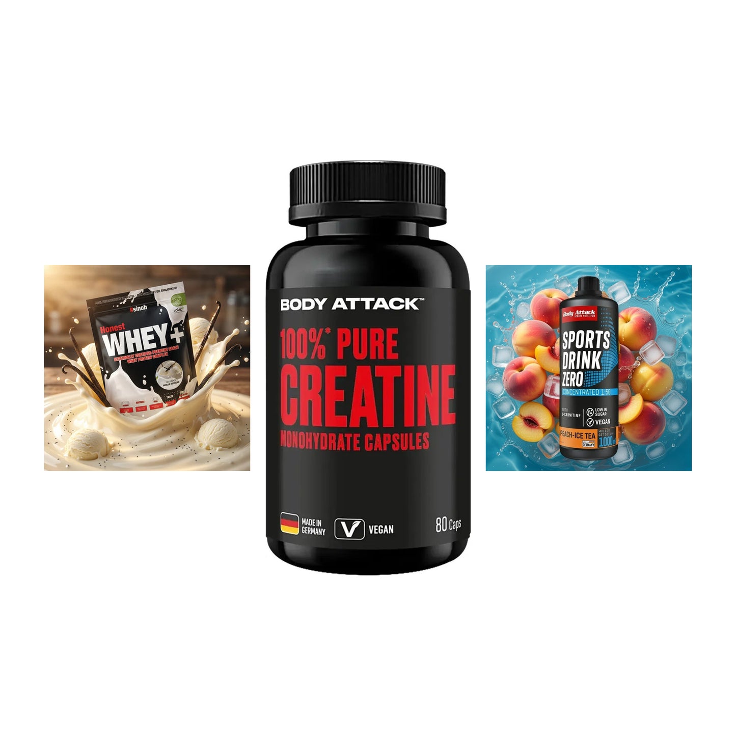 Einsteiger-Set: Sinob Honest + Body Attack 100% + Body Attack – alle enthaltenen Artikel