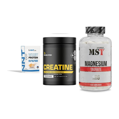 Einsteiger-Set: NNT Whey + Dedicated Creatine + MST Magnesium Taurat – alle enthaltenen Artikel