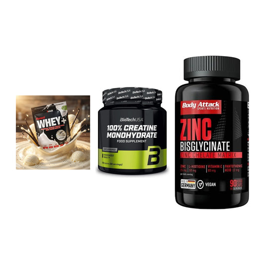 Einsteiger-Set: Sinob Honest + BioTech Creatine + Body Attack Zink – alle enthaltenen Artikel