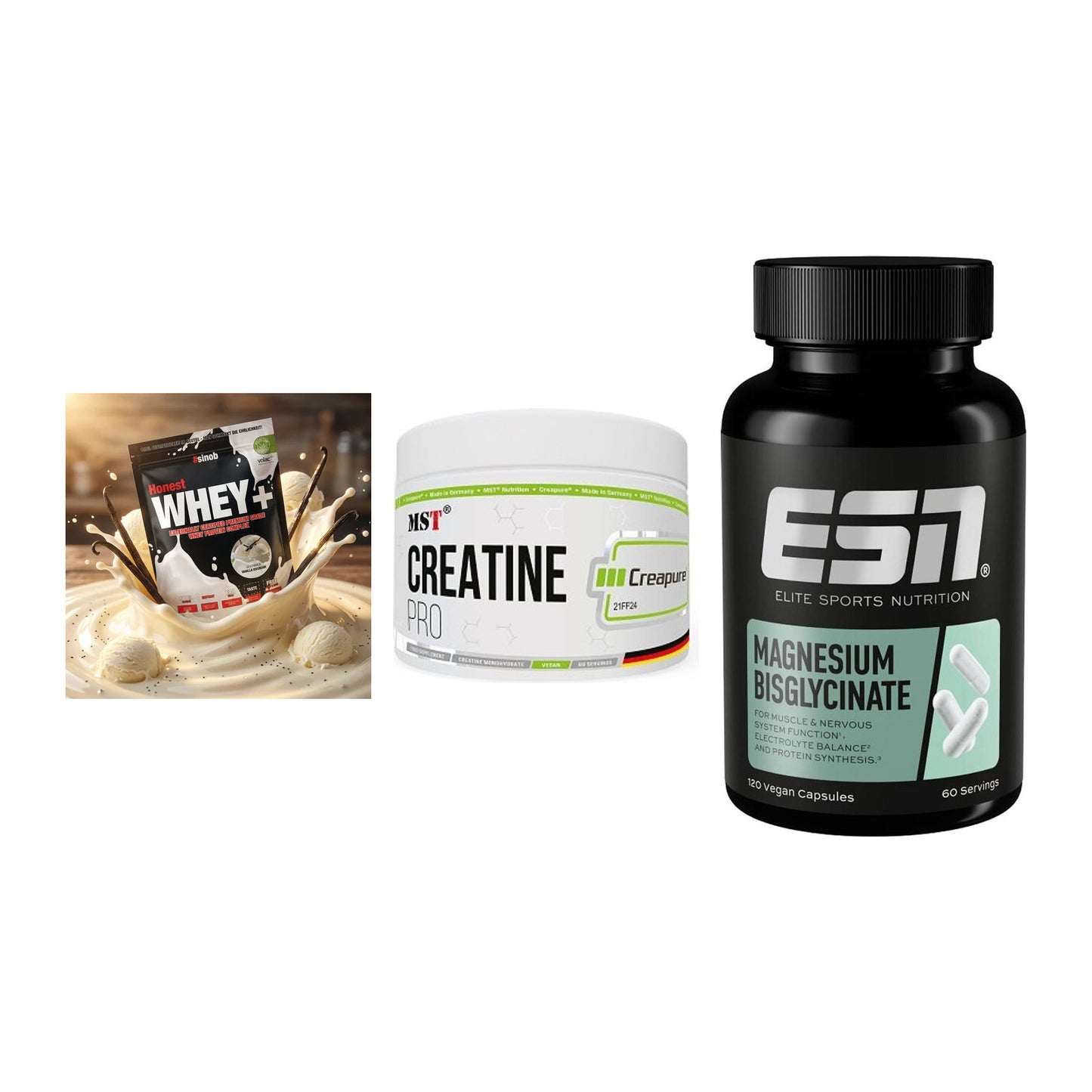 Einsteiger-Set: Sinob Honest + MST Creatin Pro + ESN Magnesium – alle enthaltenen Artikel