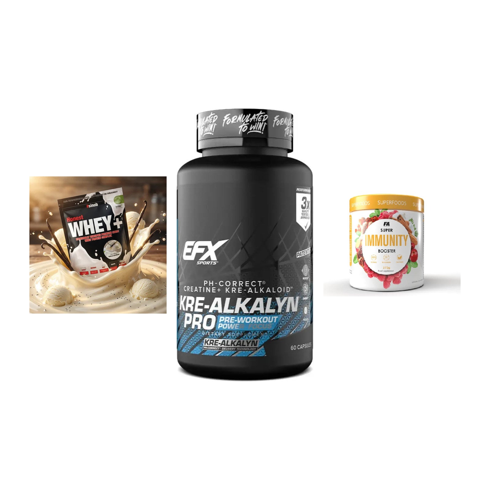 Einsteiger-Set: Sinob Honest + EFX Kre-Alkalyn + FA Nutrition – alle enthaltenen Artikel