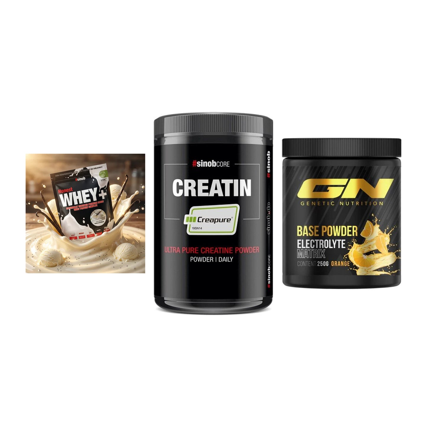 Einsteiger-Set: Sinob Honest + Sinob Creatin + GN Base Powder – alle enthaltenen Artikel