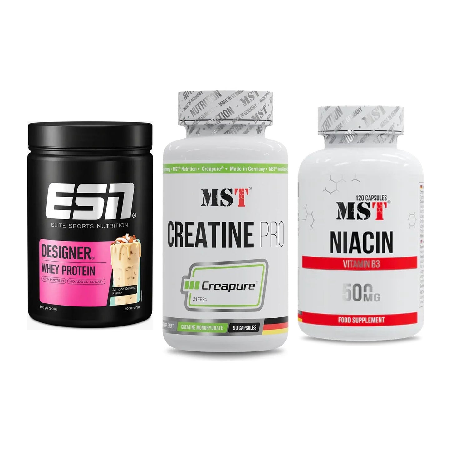 Einsteiger-Set: ESN Designer + MST Creatine Pro + MST Niacin – alle enthaltenen Artikel
